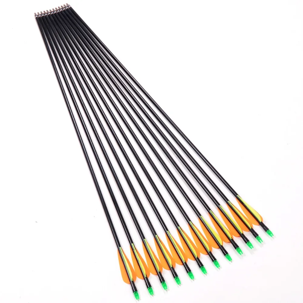 18/25 Pcs 30 80lbs Tactical Fiberglass Arrow 80cm Archery Hunting Nock