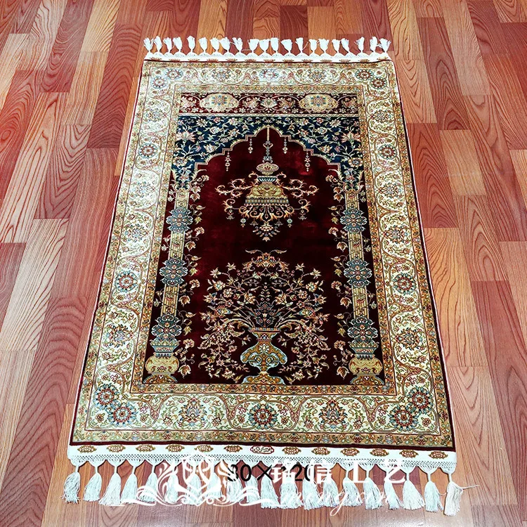 2,5 'x4' Красная Ваза Цветок Шелковый ковер в турецком стиле шелковый ковер с восточным рисунком декоративный ковер