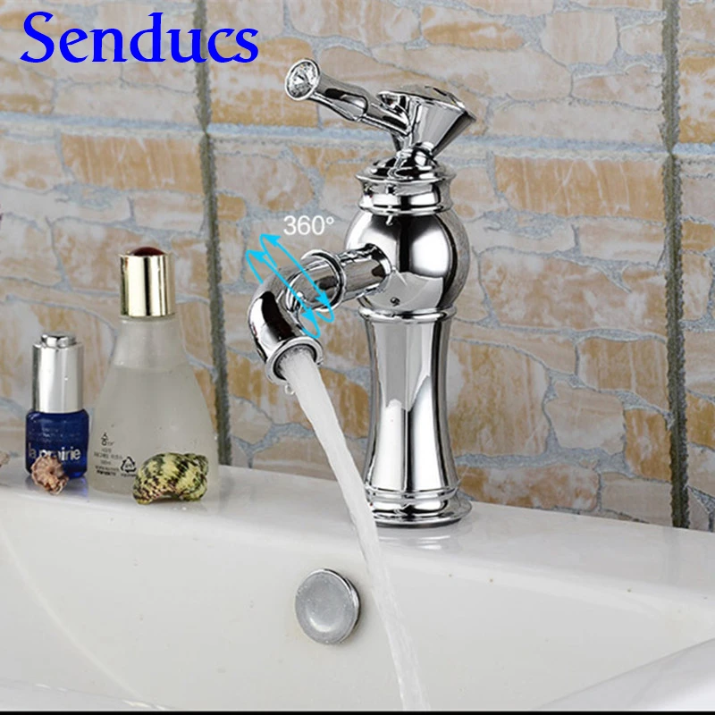 

Free shipping Single lever bathroom basin faucet with high quality chrome basin sink mixer tap from senducs bathroom mixer tap