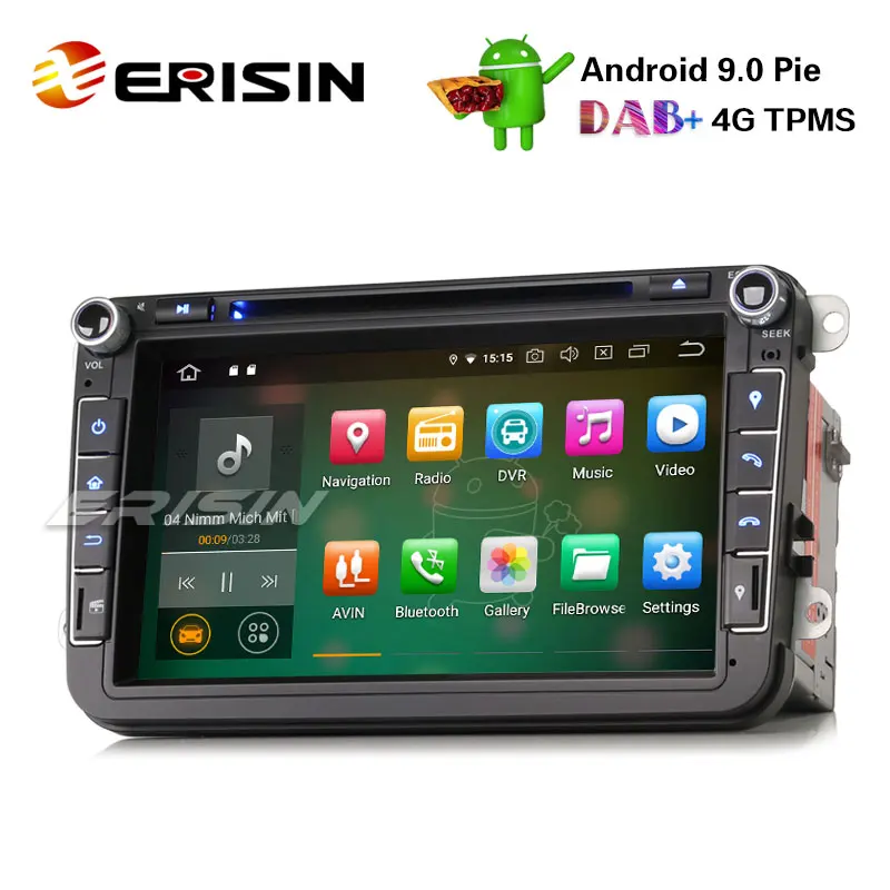 Erisin ES7915V " Android 9,0 автомобильный стерео gps DAB+ CD OPS для Passat Golf Touran Polo Eos Seat