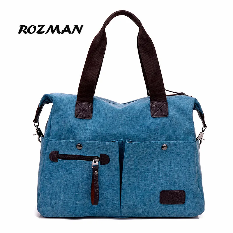 

Vintage Canvas Shopping Bag Large Capacity Women Travel Totes Ladies Casual Crossbody Multi-layer zip pocket Shopping Bags