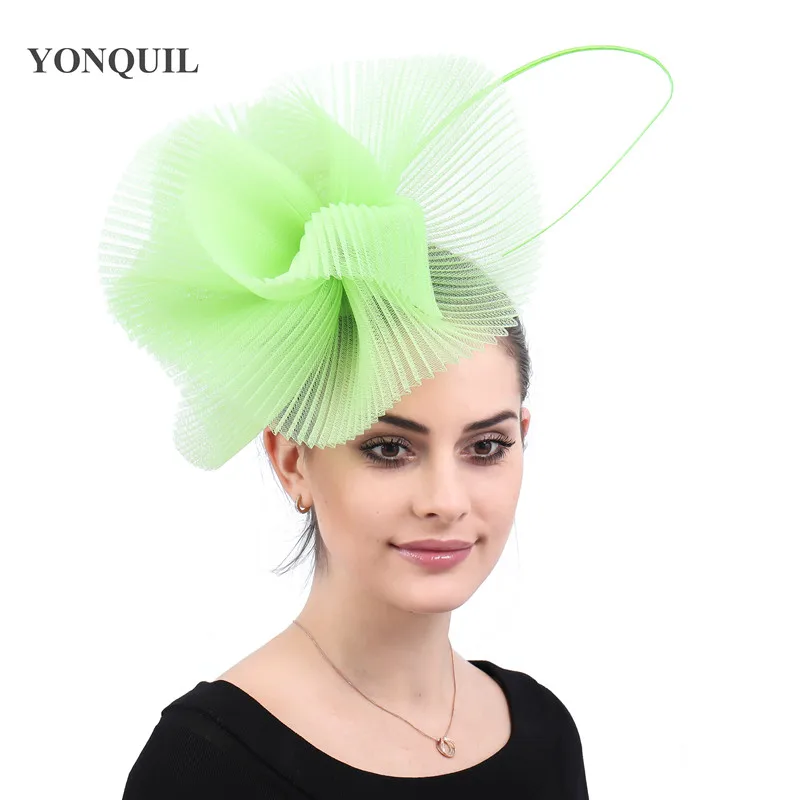 

Light green Kenducky derby cocktail feathers fascinators hats wedding chapeau headwear ladies female elegant hair accessories