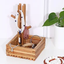 Desktop Storage Jewelry Box Simple Ring Necklace Wooden Jewelry Rack