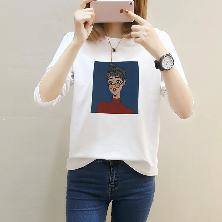 Autumn Cartoon Printed Tshirts Women's Long Sleeve T-shirt Female Casual Tees M-XXL Cotton T-shirts For Women Poleras Mujer 2019 (5)