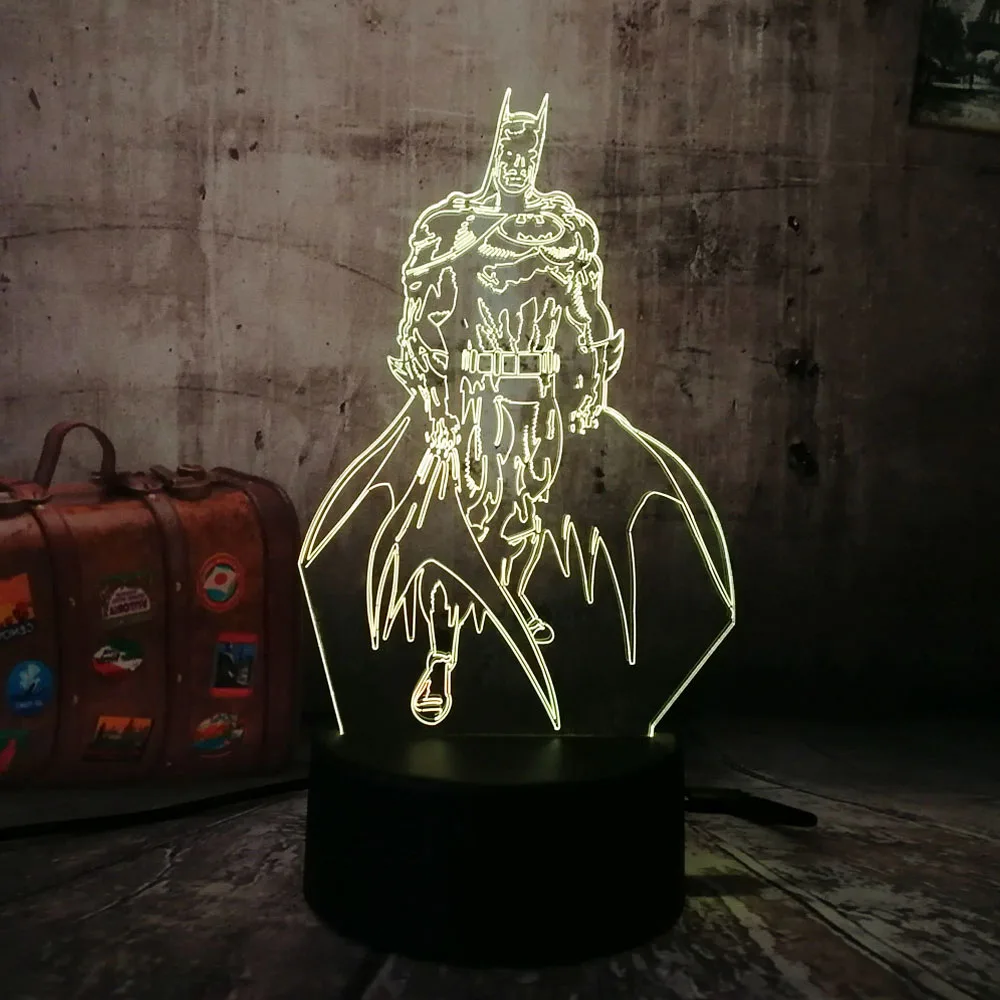 Amroe Cool DC Hero Бэтмен 3D светодиодный Ночник светильник 7 цветов меняющий Настольный
