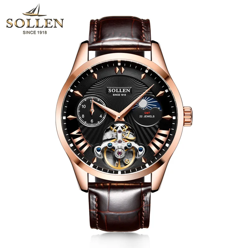 Tod Brand Men Watches Automatic Mechanical Watch Tourbillon Sport Clock Leather Casual Business Retro Wristwatch Relojes Hombre