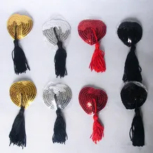 Heart Shape Sequin Tassel Cover 40pc=20pair Sexy Self Adhesive Pasties Breast Petals bra nipple covers for women costume lingeri