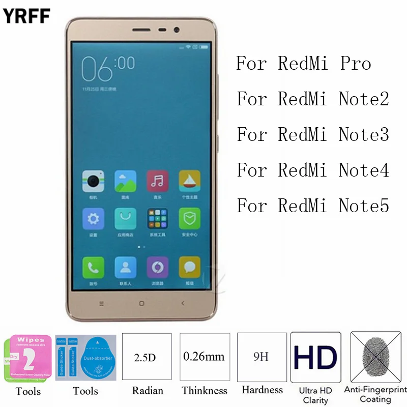 10 шт. для Redmi Note 4/2/5 Защитная пленка 2.5D 9H Закаленное стекло XiaoMi pro Бесплатная