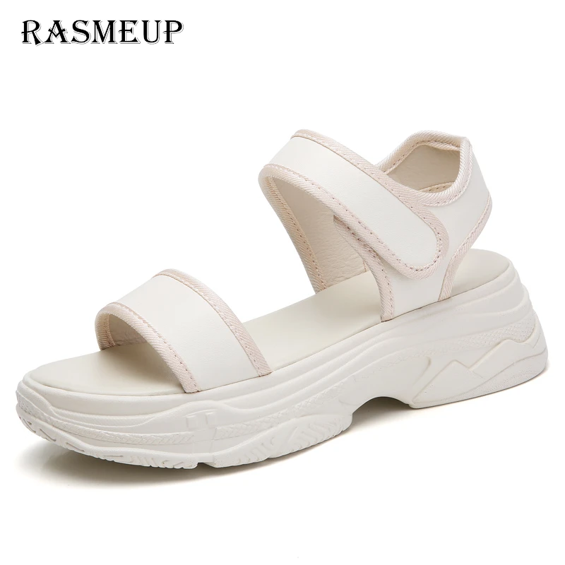 

RASMEUP Flat Platform Sandals Women 2019 Summer Women's Chunky Sandal Fashion Comfortable Thick Soled Casual Woman Beach Shoes