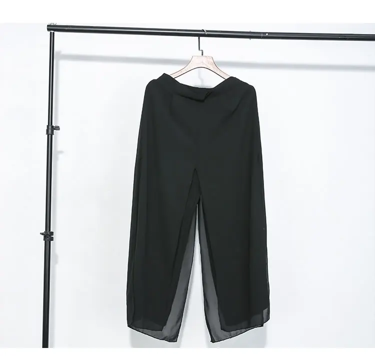XITAO шифоновые штаны для женщин, корейская мода, имитация двух частей, высокая талия, пэчворк,, летние Широкие штаны WLD1836