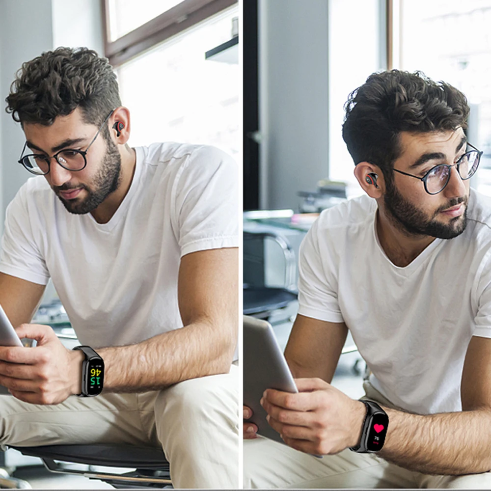 Беспроводные наушники M1 Bluetooth 5 0 TWS для телефона Смарт часы монитор сердечного