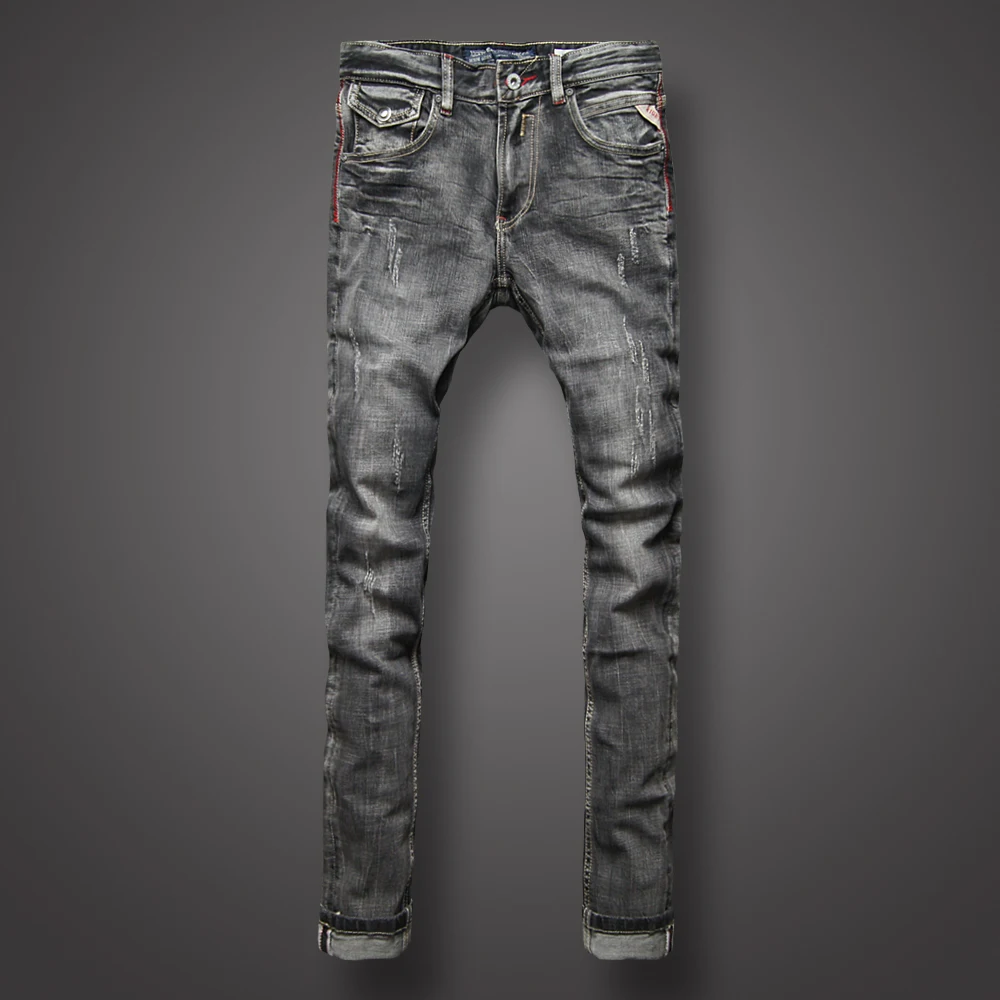 Fashion Classical Men Jeans Black Gray Color Retro Washed Denim Ripped Jeans homme Brand Designer Slim Fit Hip Hop Jeans Men Fashion Classical Men Jeans Black Gray Color Retro Washed Denim Ripped Jeans homme Brand Designer Slim Fit Hip Hop Jeans Men