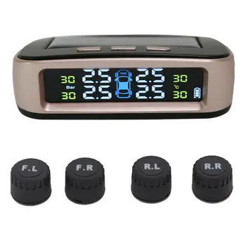 

Solar Wireless LCD Car Tire Pressure Monitor System TPMS and 4 External Sensors New