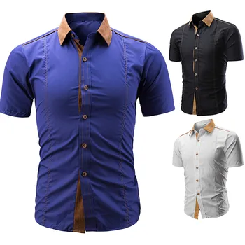 

men Shirt Men Shirts Fashion Solid Color Male Casual Short Sleeve Shirts