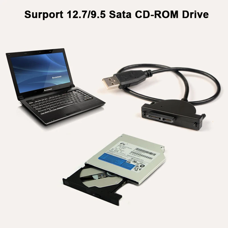 Кабель адаптер WEIJINTO USB 2 0 для Mini Sata II 7 + 6 13 контактный ноутбука CD/DVD ROM|usb 2.0|mini satausb 2.0