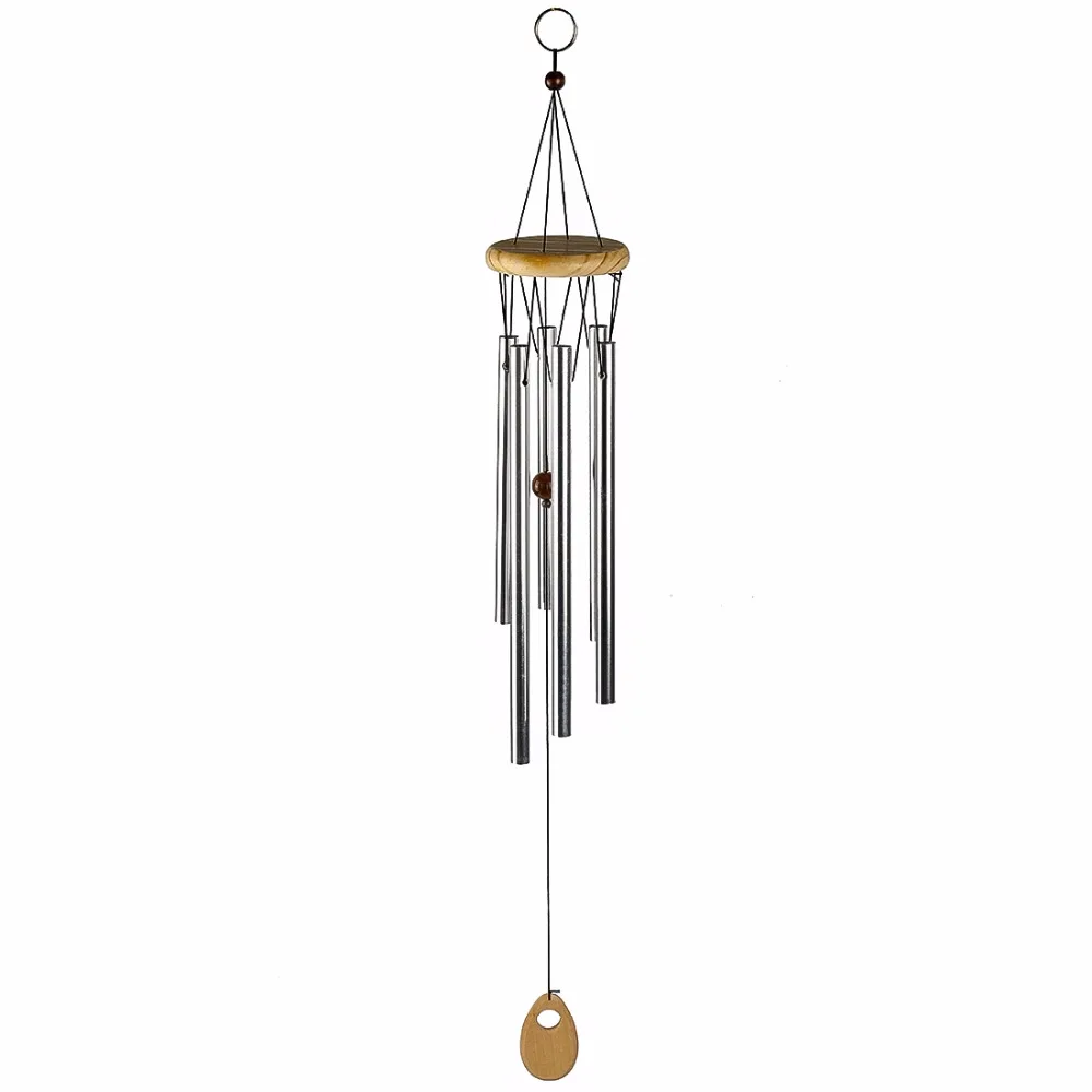 H&D Amazing Traditional Wind Chime, 6 Metallic Tubes,Wooden Encore