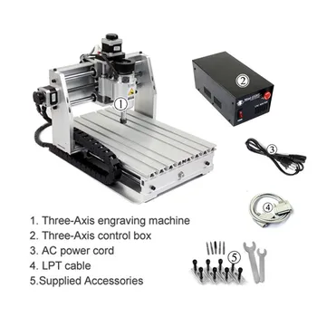 

Mini CNC Router Engraver 2520 Engraving Drilling Milling Cutter Machine 200W DC Spindle Motor
