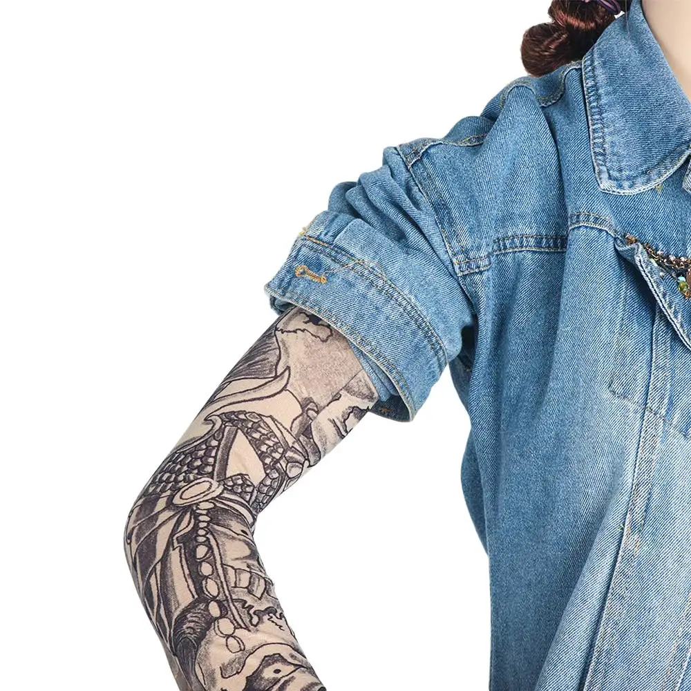 2 шт./партия Многоцветный Панк для мужчин и женщин УФ Солнцезащитный череп тема Поддельные рукава для татуировки грелки Новая мода