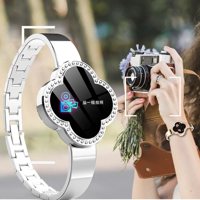 

S6 2019 New Luxury Smart Fitness Bracelet Women Blood Pressure Heart Rate Monitor Wristband Lady Watch Gift For Girl Friend H8