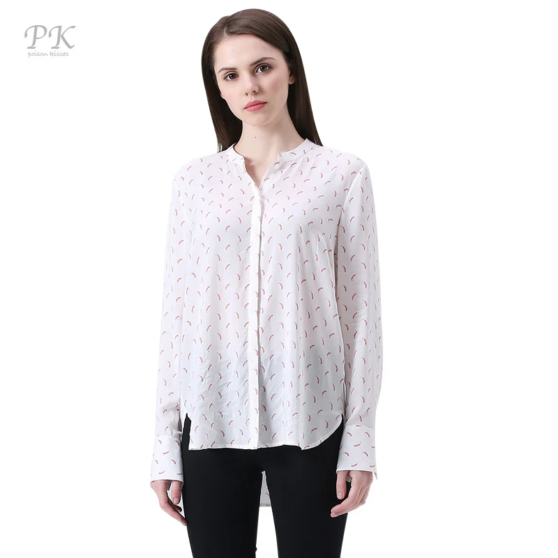 PK женские блузки с пышными рукавами и принтом 2018 Повседневная Блузка feminina blusa