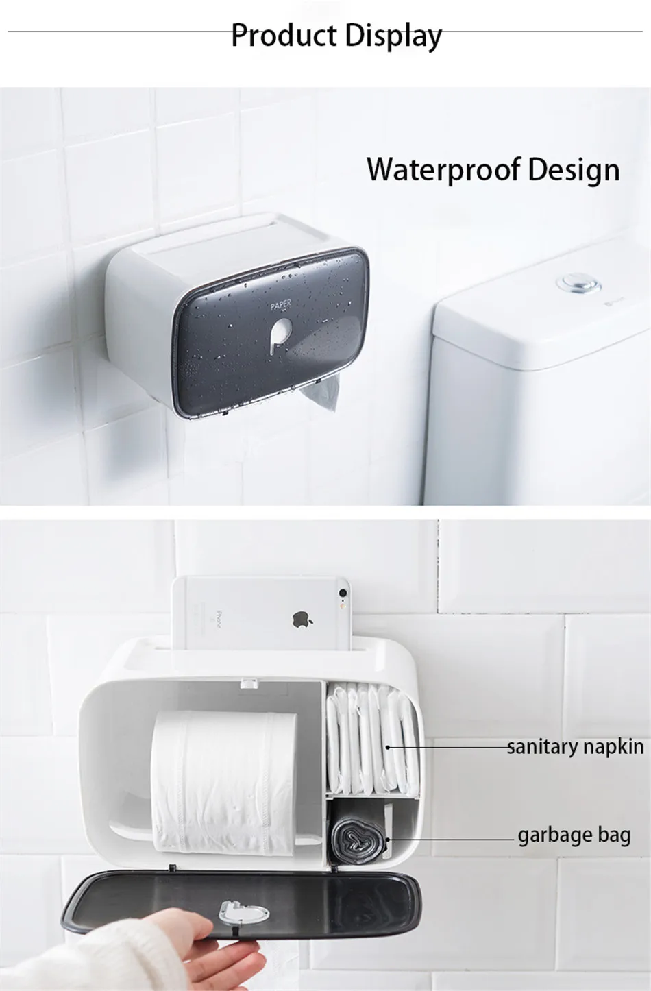 GUNOT портативный держатель для туалетной бумаги настенный диспенсер для туалетной бумаги водонепроницаемый коробка для салфеток мыльница, аксессуары для ванной комнаты