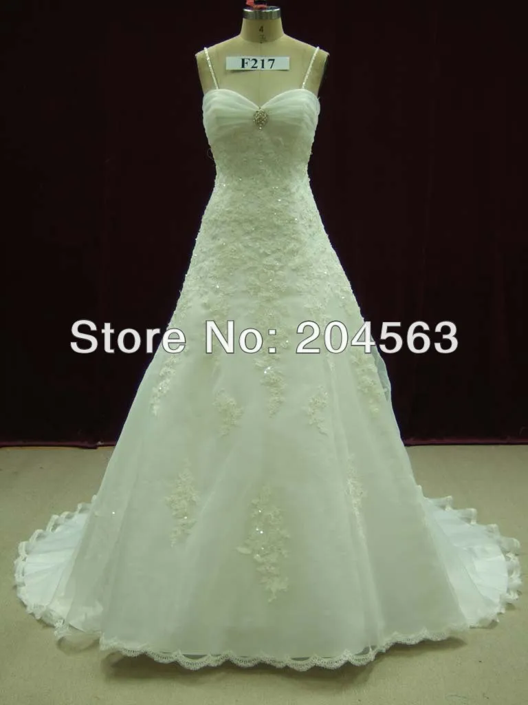 

Free Shipping New Arrival A-line Appliques and Beads Wedding Dress Custom size/color
