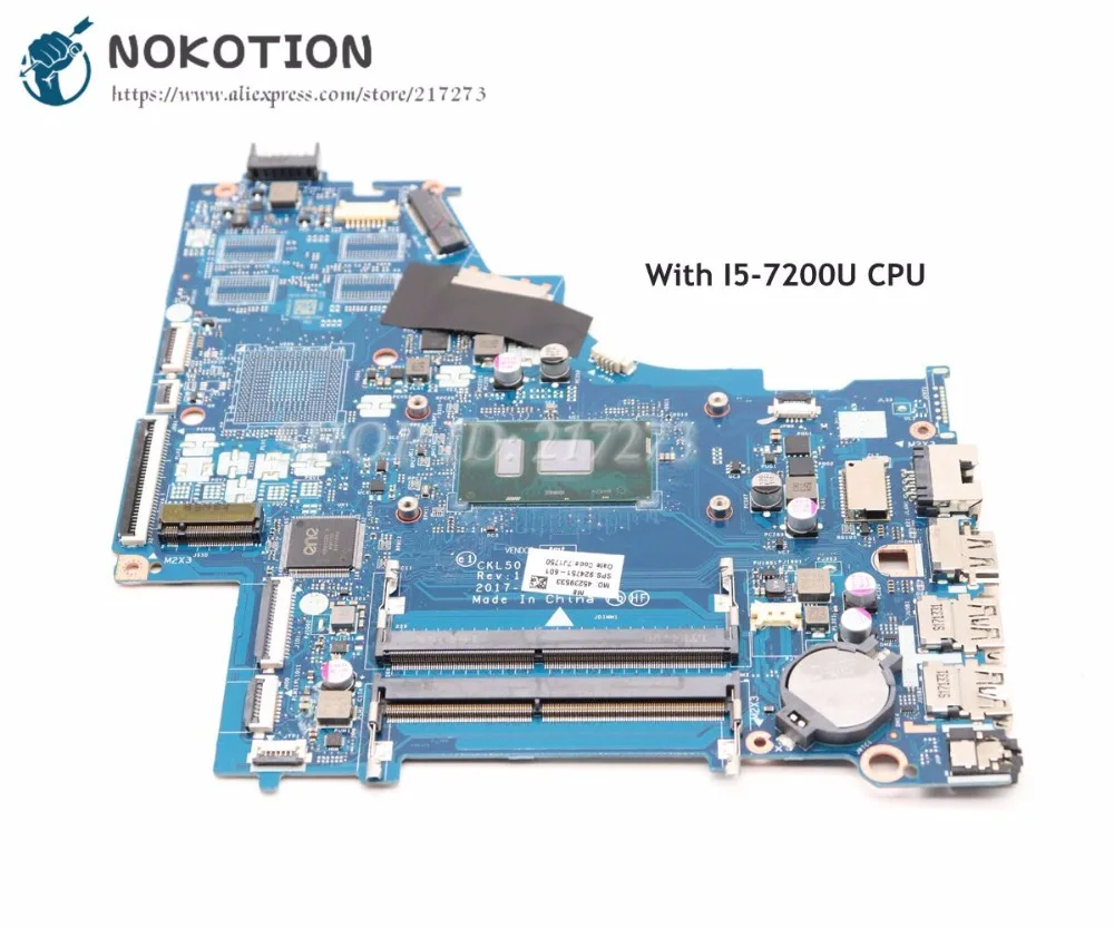 NOKOTION 924751-601 924751-001 CKL50 LA-E801P основная плата для hp Pavilion 15-BS Материнская плата ноутбука SR342 I5-7200U Процессор UMA MB