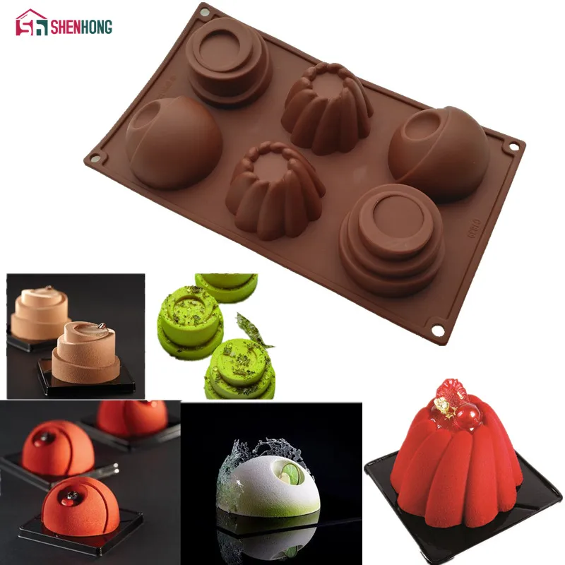 

SHENHONG Three in One 3D Mould Non-stick Silicone Cake Mold Art Mousse Moule Silikonowe Chocolates Muffin Brownie Baking Pastry