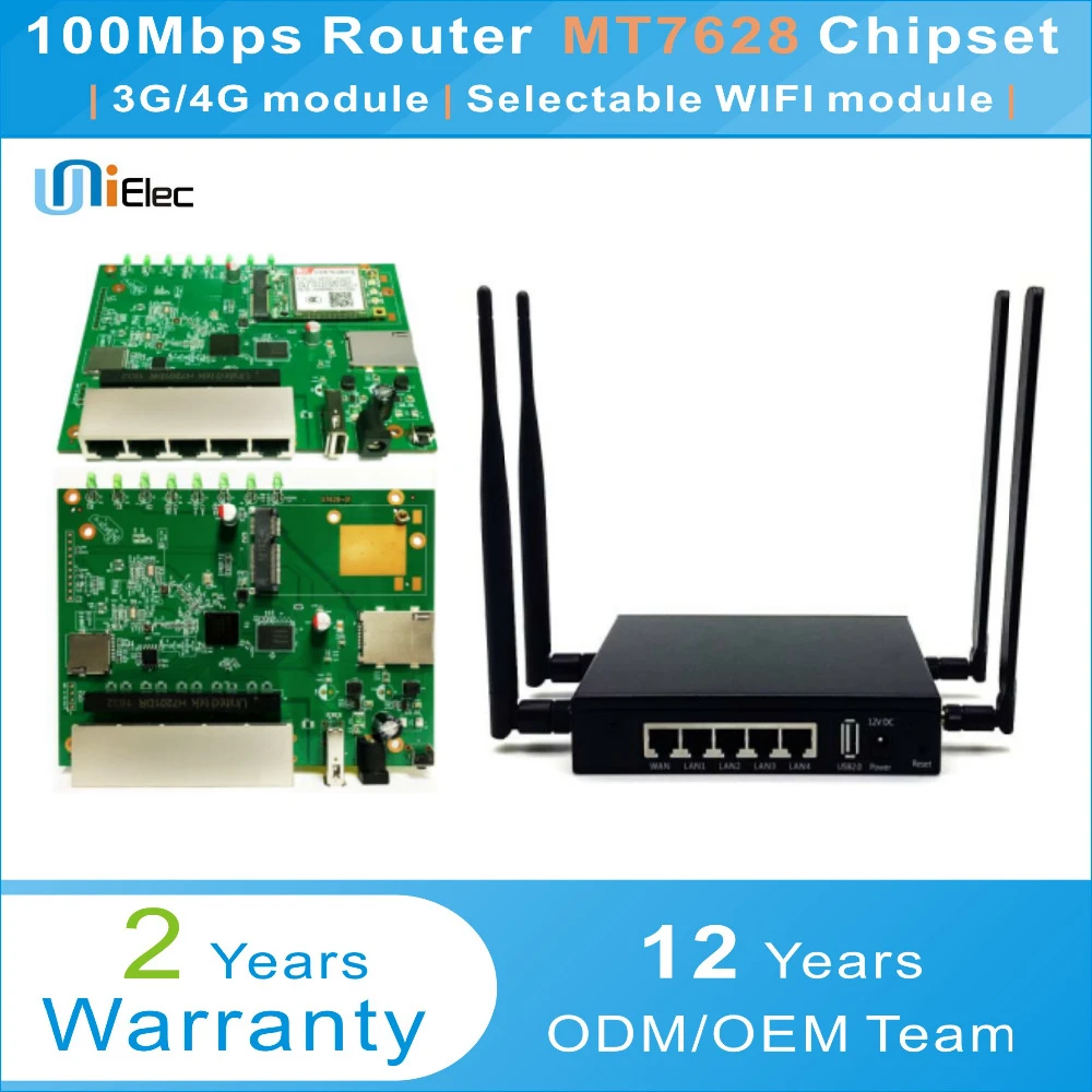 MTK MT7628 2.4G 2T2R AP Router WIFI OpenWrt MT7612 MT7615 MT7628 Chipset PCBA  ODM OEM Low Cost Custom Sim Card Board