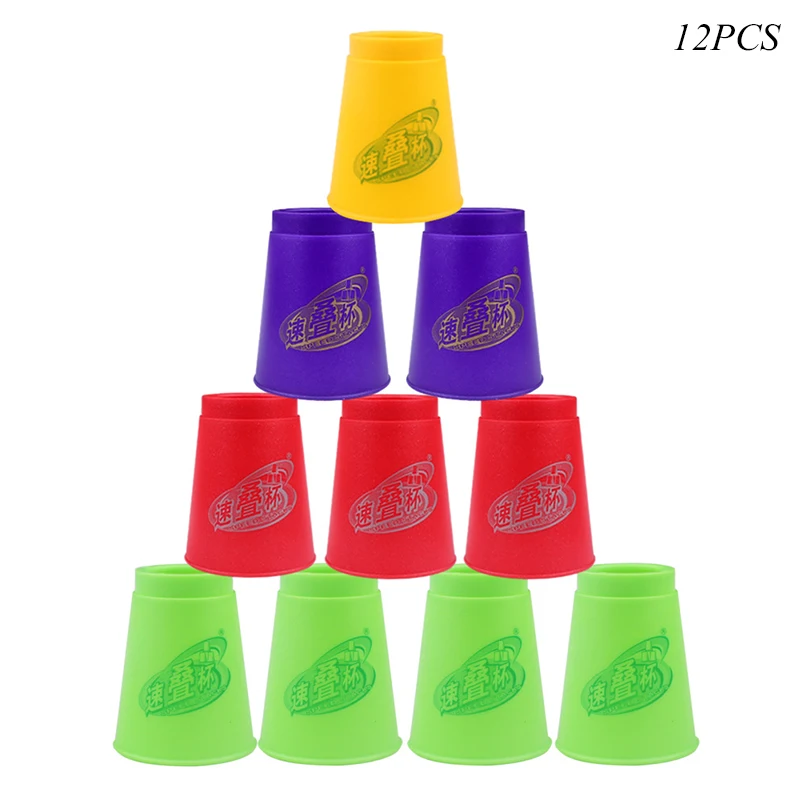 

12Pcs Fast Children Stacking Cup Toy Reaction Stacking Game Plastic Speed Stack Cup Children Speed Training Competitive Games