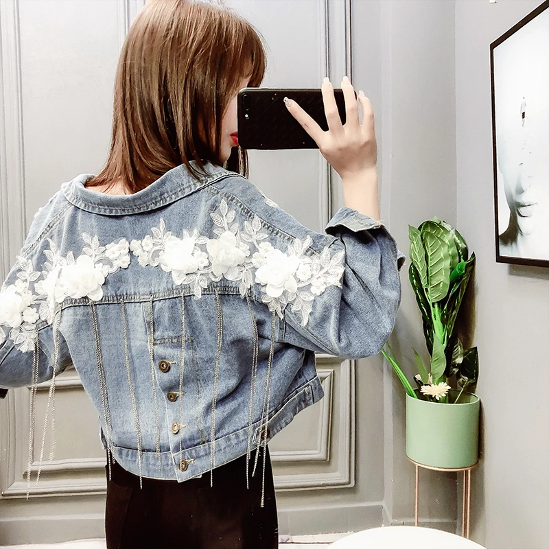 

MUMUZI 2019 Fashion Women's Jacket Spring Coats Long Sleeve Basic Jackets Bomber Thin Women's Jacket flower Female Jackets