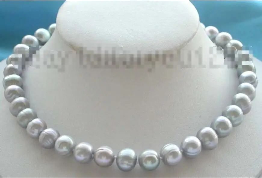 

Free shipping hot sale Women Bridal Wedding Jewelry >>18" Genuine Natural 12mm Gray Pearl Necklace Zircon!