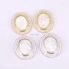 5PCS ZYZ185-8730 Micro Pave CZ Zirconia Mother Of Pearl Shell Carved Jesus Oval Pendant Bead 3