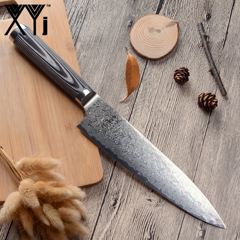 New Arrival 2019 XYj 8 inch Chef Kitchen Damascus Cooking Knife AUS-10 Damasus Steel G10 Handle Kitchen Knives Accessories Tool