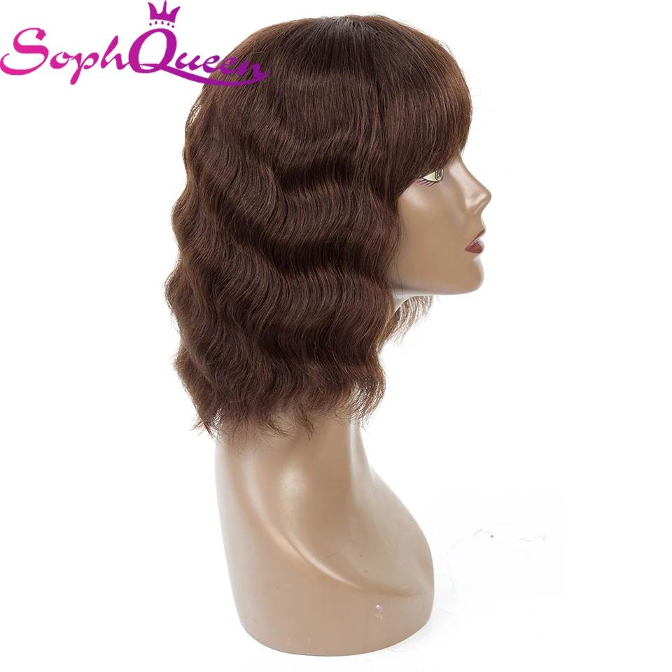Soph queen Волосы бразильские волнистые волосы боб парики с челкой кружева спереди человеческие волосы парики для черных женщин полный конец