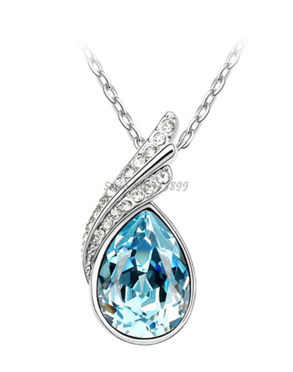 Factory Price Platinum Plated Silver Color Water Drop Necklaces Charming Fashion Jewelry Austrian Crystal Boho Pendant | Украшения и