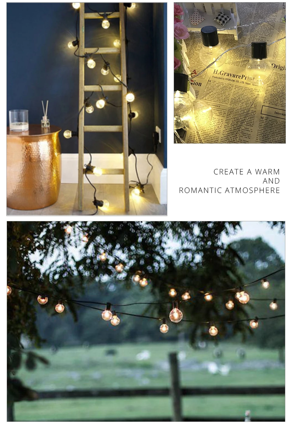 LED Solar Lamp String Fairy Light Outdoor Solar Light Festoon Globe Ball String Lights (14)