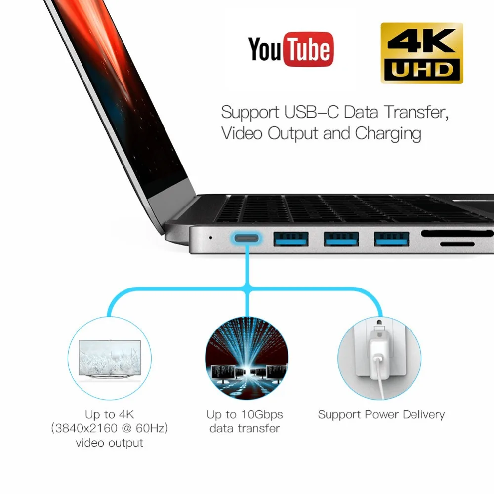 Vmade usb c концентратор к hdmi USB C к USB usb 3,0 поддержка шт., SD/tf Тип c концентратор для 13,3 дюймов или 15,4 дюймов macbook air macbook pro