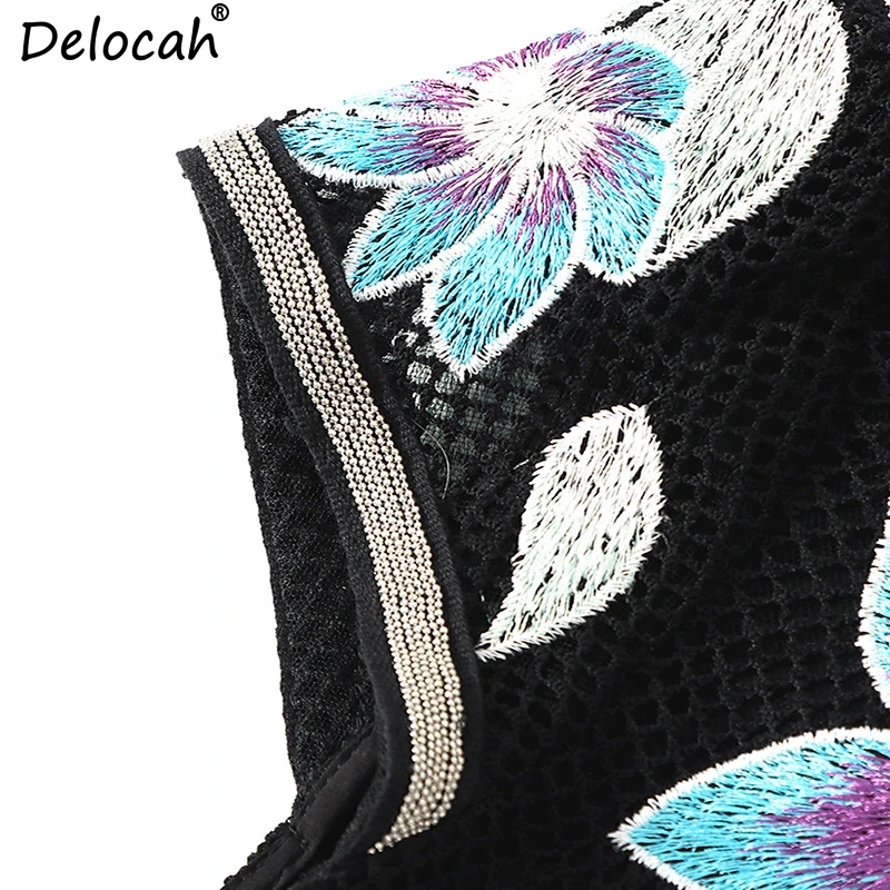 Delocah женское весенне-летнее винтажное платье для подиума, модное короткое платье с цветочной вышивкой, элегантное платье на бретелях
