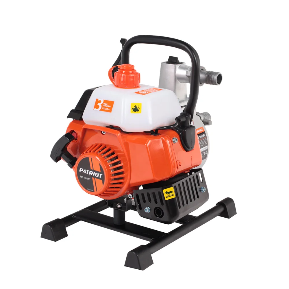 Мотопомпа бензиновая PATRIOT MP 1010 ST (Мощность 2 л.с., 2-х тактный двигатель, производительность 166 л/мин, глубина всасывания 8 м, напор 30 м, объем топливного бака 0.9 л, диаметр патрубков 1 дюйм)