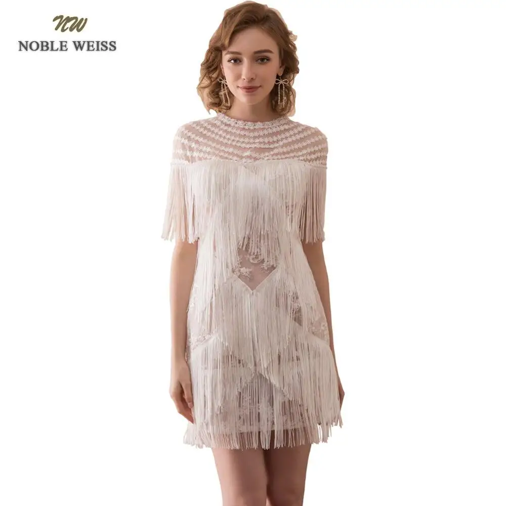 NOBLE WEISS сексуальное кружевное платье для выпускного вечера Прозрачное мини-школьное платье на выпускной фасона Русалка Платья для особых случаев - Цвет: ivory