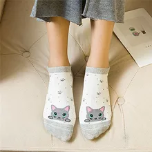 5 пар новые летние женские повседневные Хлопковые женские носки с принтом кота удобные носки оптом Прямая поставка# E08