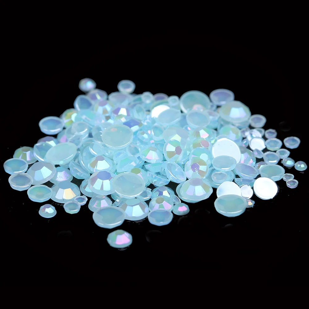 42 Jelly blue 1,5 мм-6 мм смешанные размеры желе цвета круглые акриловые стразы с плоской задней стороной обувь сверкающие Дизайн ногтей украшения одежды украшения - Цвет: 42 Jelly blue