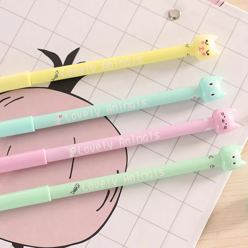 36PCS New Candy Color Fresh Kitten Neutral Pen Student Neutral Pen Wholesale Kawaii School Supplies Gel Pens