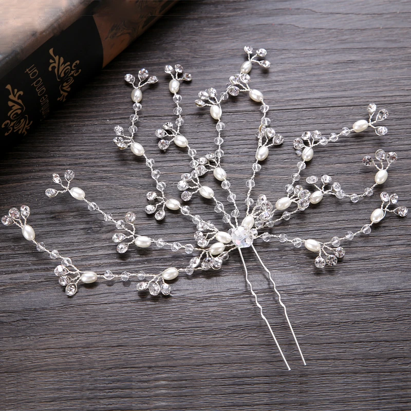 FORSEVEN Wedding Crystal Pearl Hair pins For Silver Bridal Hair Accessories Fashion Women Hair Clips Many Wedding Hair Jewelry - Image 3