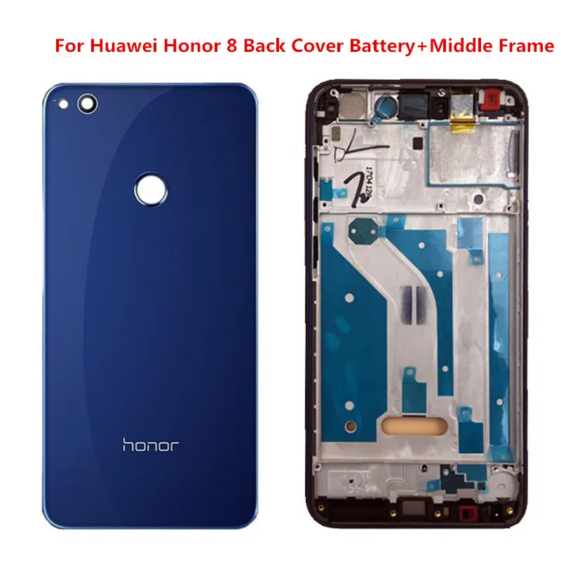 Полный корпус для huawei Honor 8 Задняя стеклянная крышка батареи+ передняя рамка средняя рамка пластина шасси запасные части