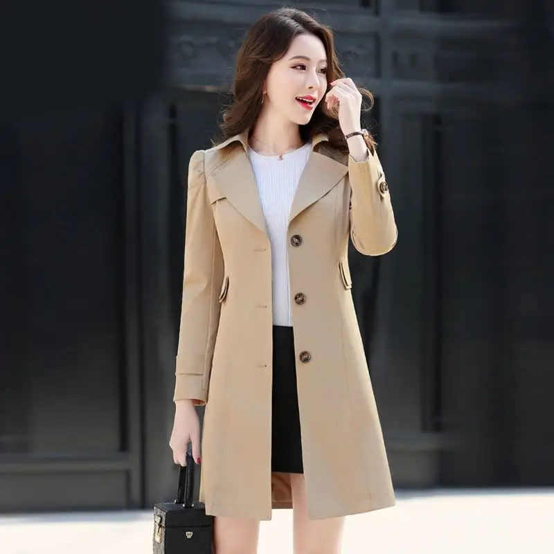 

Women Trench Coat 2019 Spring Autumn New Female Loose Thin Long Trench Office Lady Windbreaker Business Outerwear Tops NS9035