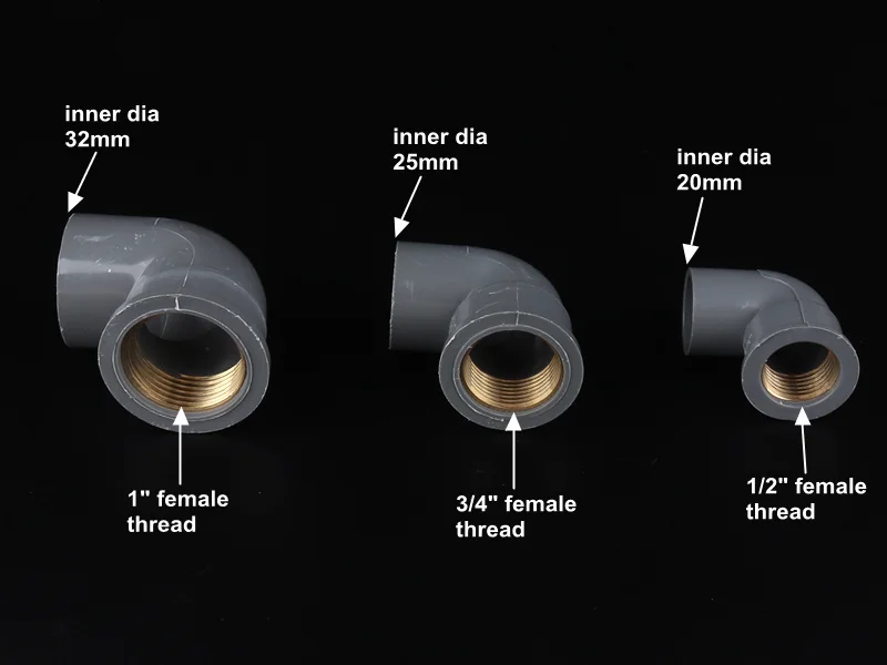 2шт 1/2, 3/4, 1 дюймов ПВХ латунные 90 градусов коленчатые соединители металлические женские резьбовые соединения пвх для дома сада орошения ПВХ фитинги