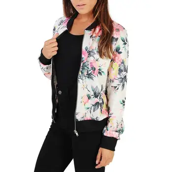 

MISSKY Women Floral Long Sleeve Jacket Colorful Casual Slim Fit Short Coat Top