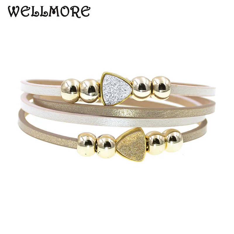 

WELLMORE new women leather bracelet fashion beaded bracelets charm bracelets for women gifts Bohemian bracelet femme wholesale